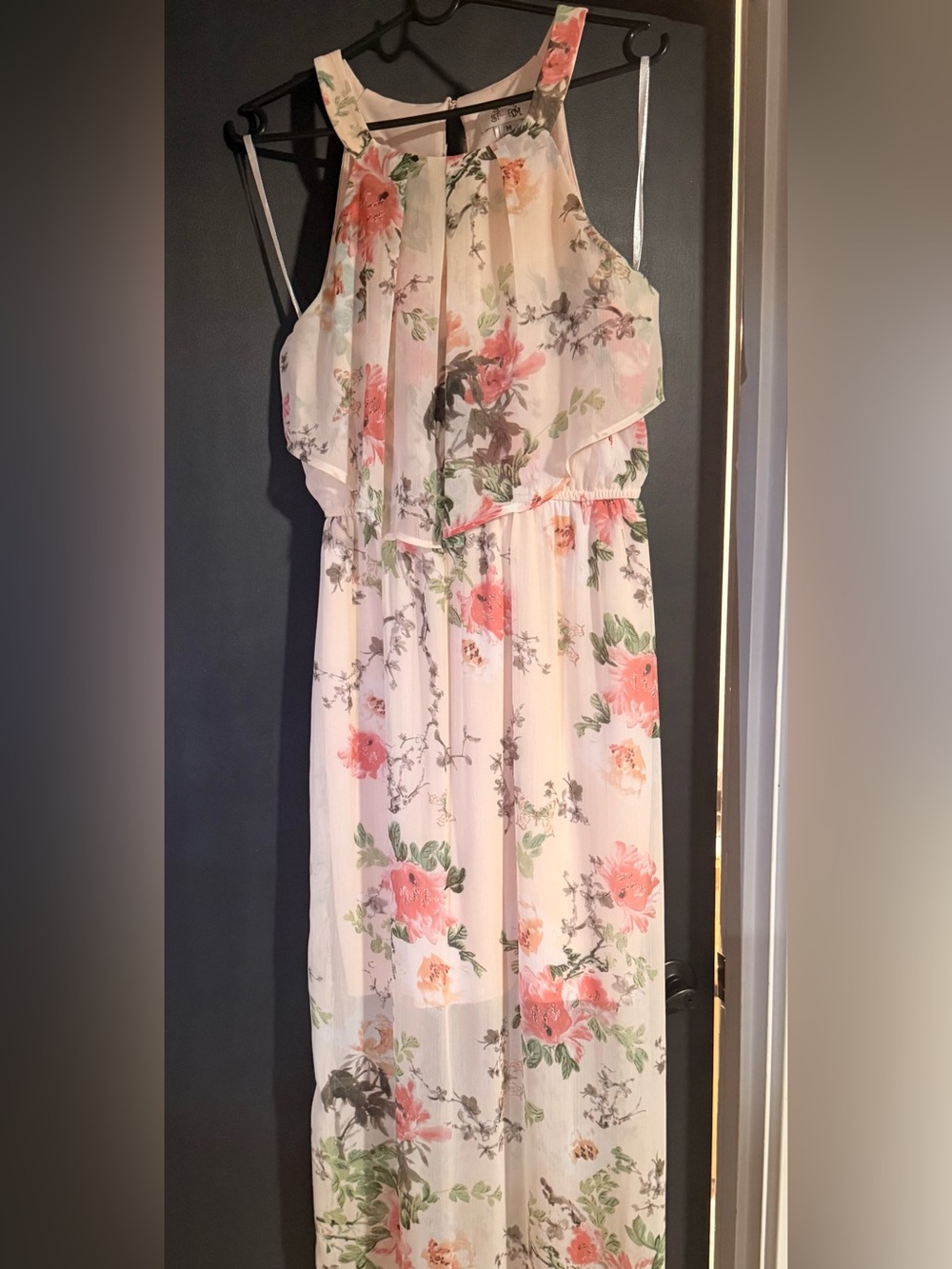 Sweet Storm Floral Chiffon Dress in Pink and Green